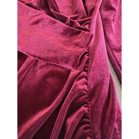 I.N.C. International Concepts Women's Velvet Wrap Mini Dress Red Burgundy P M - Picture 9 of 12